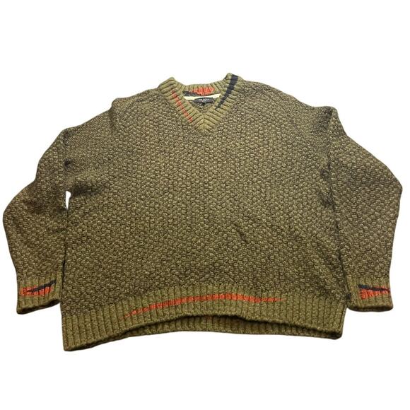 Ted Baker London Newtub Khaki Green Wool Blend Textured V-Neck Sweater Size 6 - Picture 2 of 10